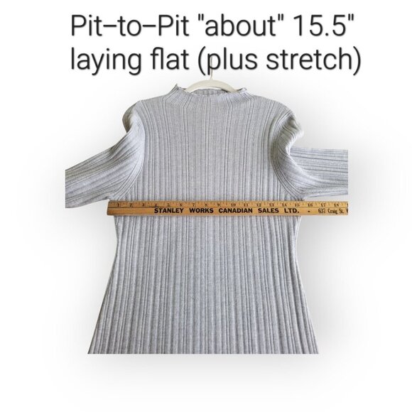 Anthropologie Daily Practice Ribbed Mock Neck Sweater Dress Petite L Gray - Picture 9 of 13